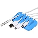 Desktop Cable Organizer, Weighted, Eco-Friendly Silicone, No Bad Smell, Bundled with 4 Reusable Cable Ties (Blue)