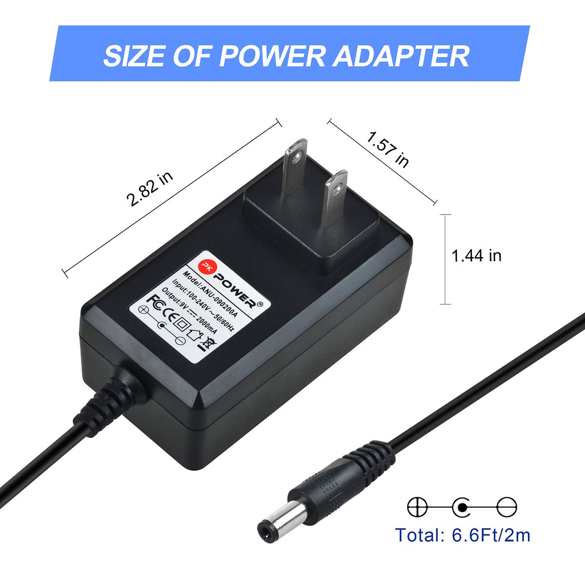 PK Power 9V 2A AC Adapter for DYMO LabelManager 100 160 350 LM-160 150 LM-500TS 220P 210D LM-150 155 LM-200 LM210D 1738976 Power Supply Cord…