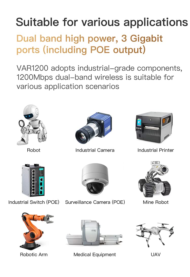 VBGO 5G WiFi Bridge Pair 5.8GHz Band Support Wireless Kit High Speed 1800Mbps Outdoor Connectivity Device High Bandwidth Applications Robust