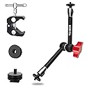 TOAZOE 11 Inch Adjustable Articulating Friction Magic Arm & Super Clamp Set Compatible with Field Monitor, Video Light, Fill Light