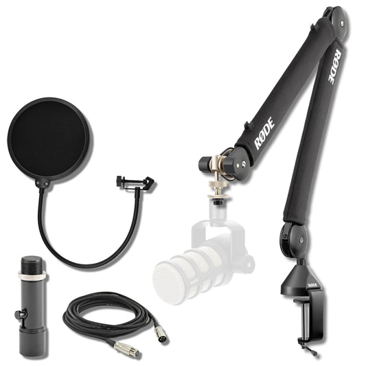Rode PSA1+ Pro Studio Boom Arm for Podcasting and Streaming with Quick Release Mic Stand Adapter, Microphone Pop Filter, Professional Grade XLR Cable