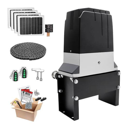TOPENS DKC2000S Solar Sliding Gate Opener Chain Drive Automatic Gate Motor for Heavy Driveway Slide Gates Up to 4400 Pounds, Electric Gate Operator