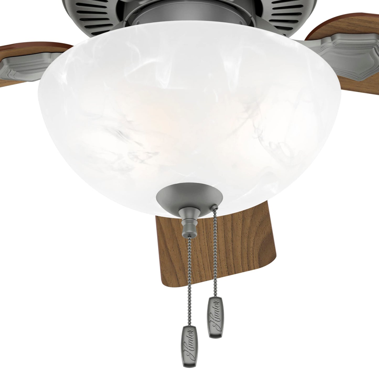 Hunter Fan Company, 44 inch ceiling fan with light, Swanson Matte Silver LED Fan, Pull Chain