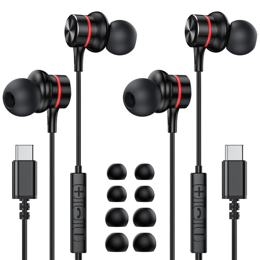 MOSWAG 2Pack USB C Headphones, USB Type C Earbuds in-Ear Wired Earphones with Microphone for iPhone 16 15 Pro Max Plus iPad Pro, Pixel 8 9, Samsung…