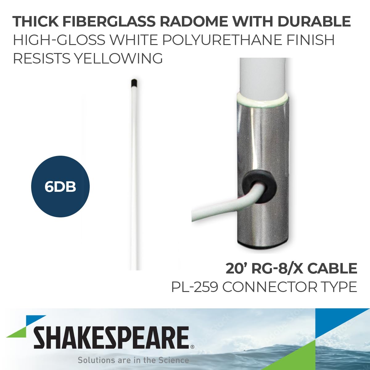 Shakespeare AIS 8' Galaxy AIS Antenna - 6dB Gain - Stainless Steel Ferrule