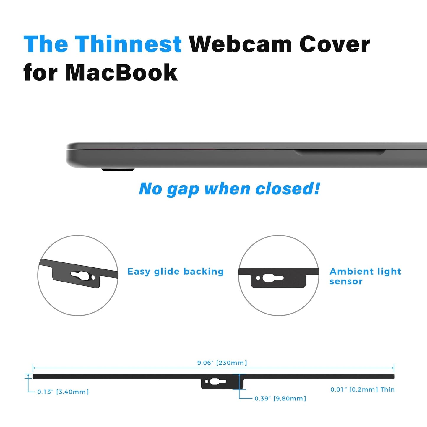 Eyebloc Laptop Webcam Cover Slide - Magnetic Privacy Slider & Webcam Privacy Cover - Ultra-Thin Design & Camera Blockers - Sleek Steel Construction