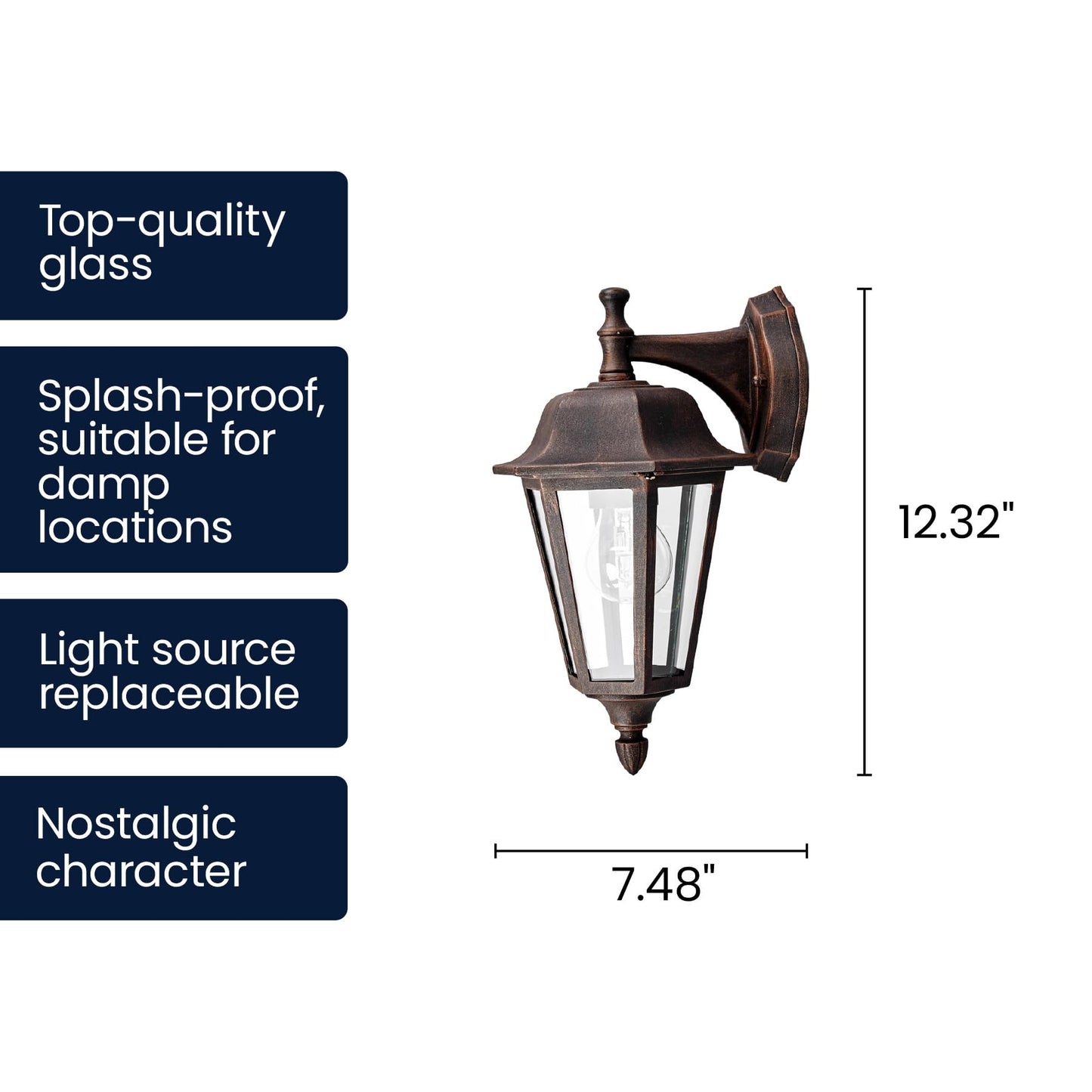 Lucande Outdoor Wall Lantern, Rust Finish Farmhouse Exterior Sconce, Clear Glass Porch Decor Wall Light for Front Door Garage Patio, Outside Lights