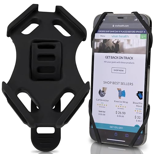 Vive Phone Holder - Universal Cell Phone Mount for Bike, Car, Motorcycle, Bicycle - Portable Silicone Accessories for Samsung, iPhone, Android Phones