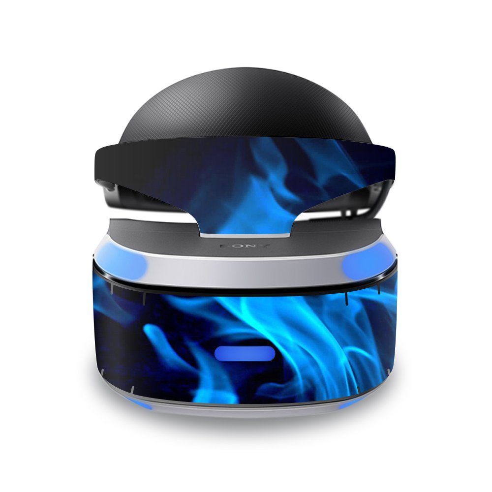 MightySkins Skin Compatible with Sony Playstation VR wrap Cover Sticker Skins Blue Flames