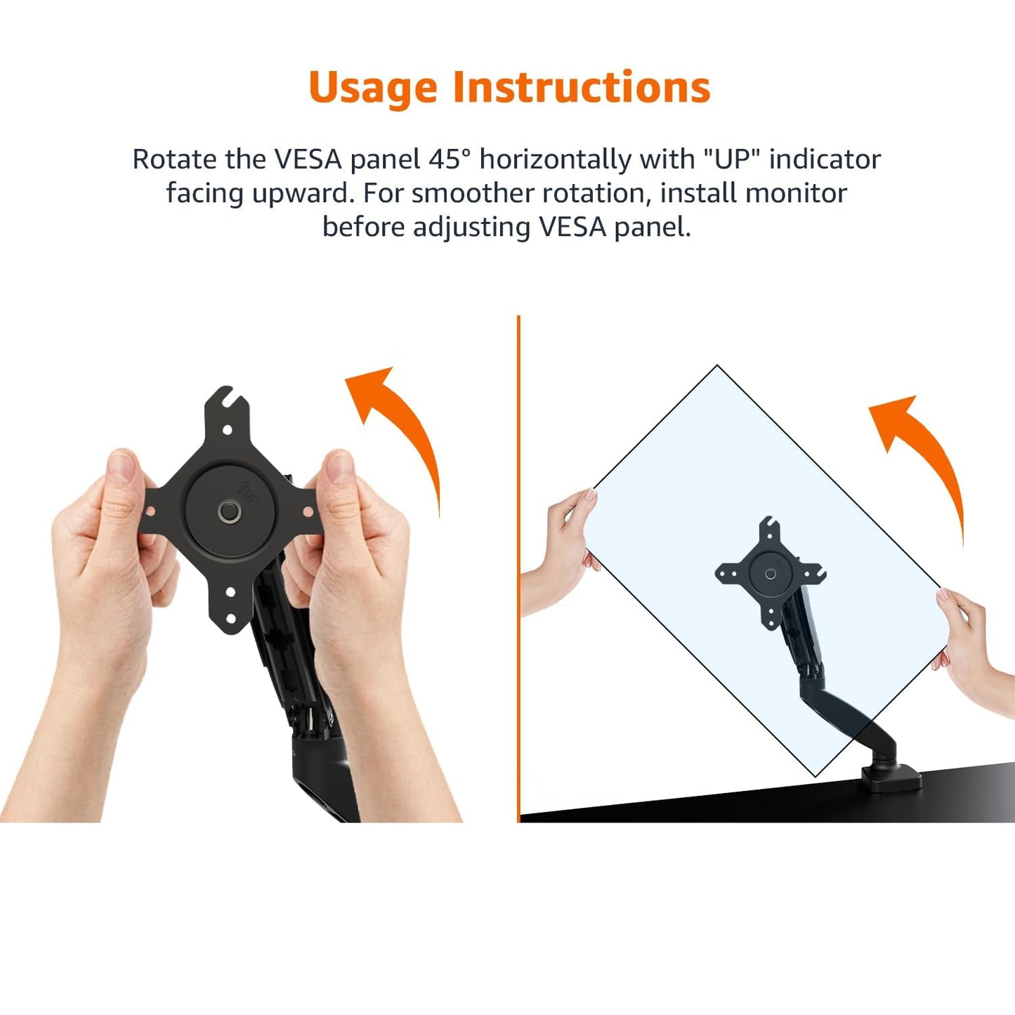 Amazon Basics Gas Spring Single Computer Monitor Arm Desk Mount, Adjustable, Holds up to 27" Monitors, Black