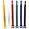8" Hook & Loop Fastener Cable Ties - 50 Pieces - Color: Mix (Black, Blue, Green, Red White & Yellow)