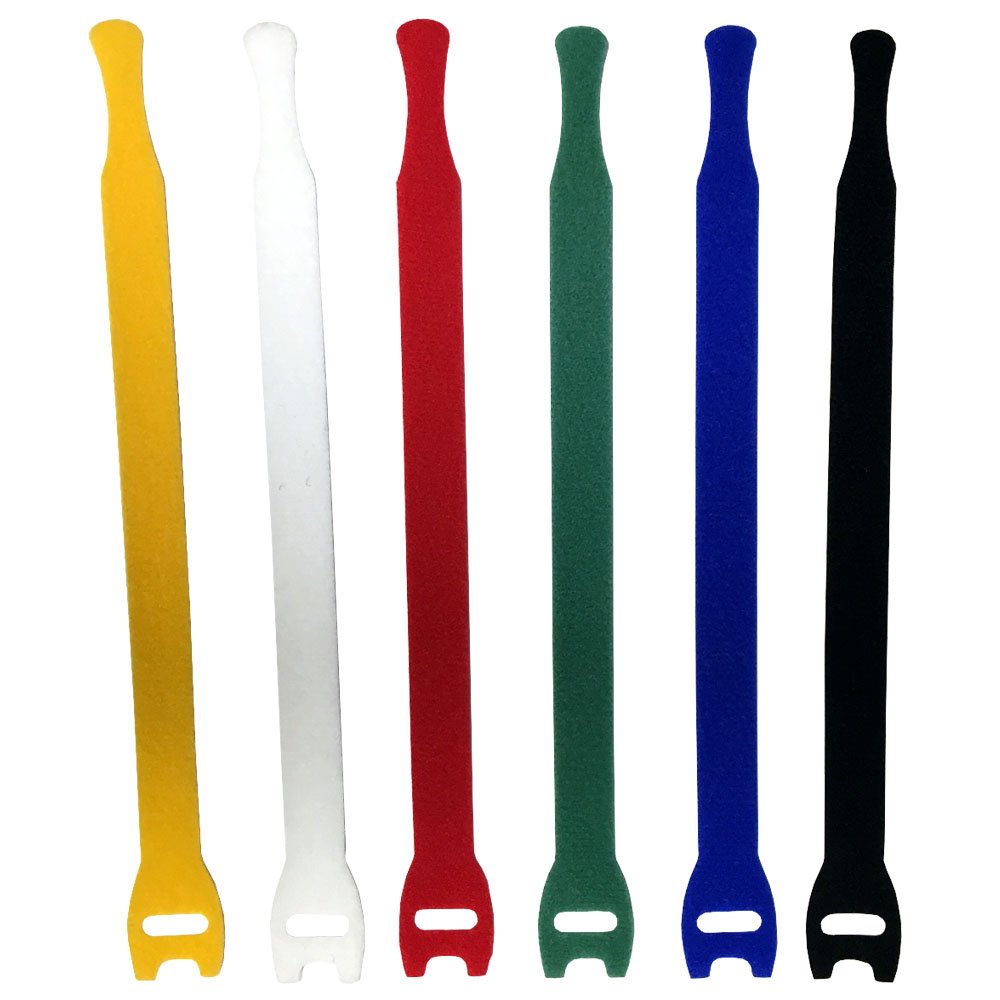 8" Hook & Loop Fastener Cable Ties - 50 Pieces - Color: Mix (Black, Blue, Green, Red White & Yellow)