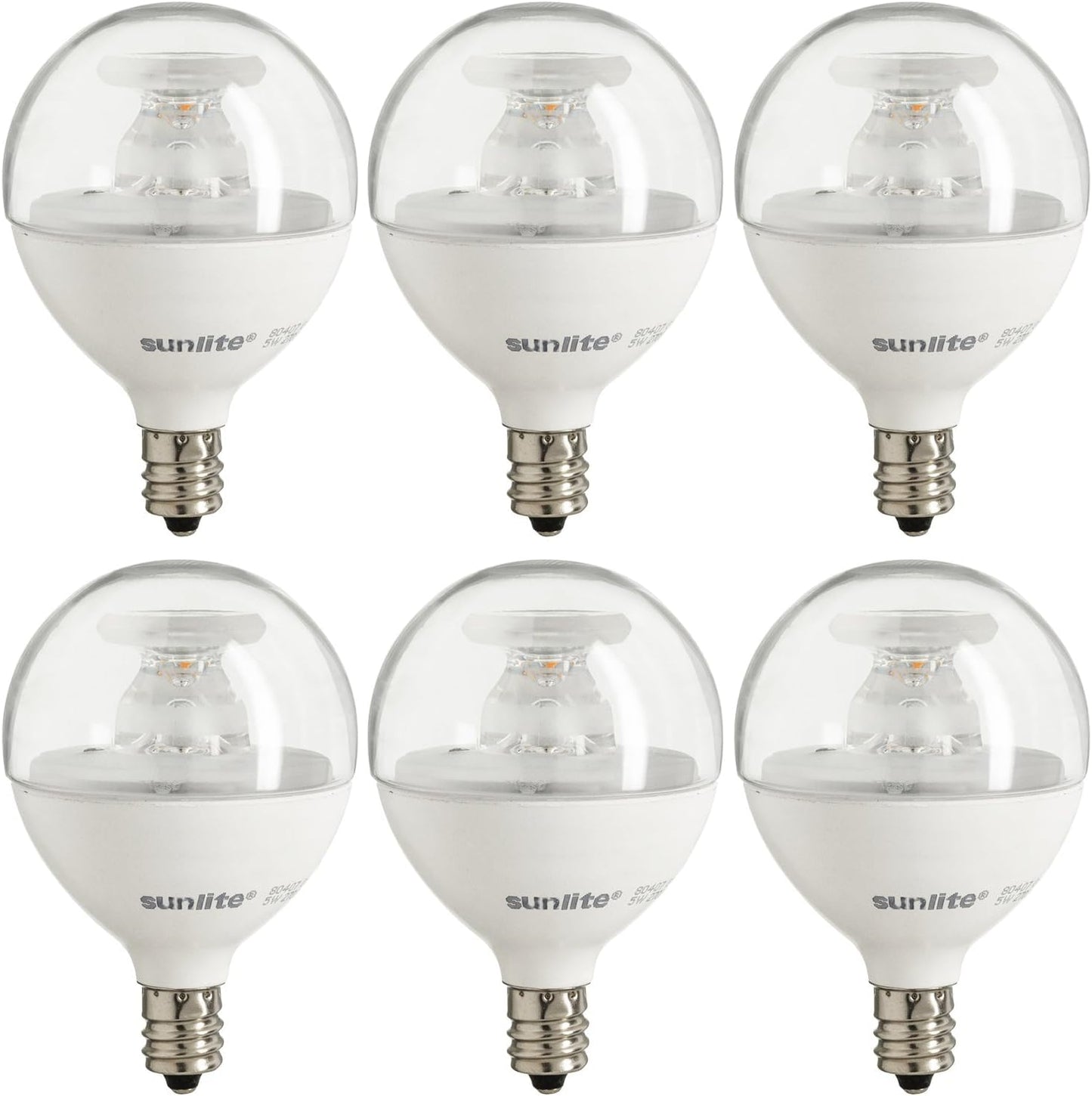 Sunlite G16.5 Light Bulb LED, 7 Watts (60W Equiv.), 500 Lumens, Dimmable, Type G Globe Shape E12 Candelabra Base, Short Bulbs, Vanity Mirror Bulbs