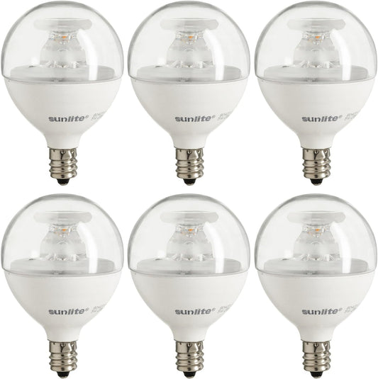 Sunlite G16.5 Light Bulb LED, 7 Watts (60W Equiv.), 500 Lumens, Dimmable, Type G Globe Shape E12 Candelabra Base, Short Bulbs, Vanity Mirror Bulbs