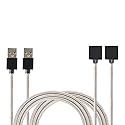 DRX [2-Pack 2.6ft] DR Magnetic USB Charger Cable, Double-Braided Nylon Fast Charging Cable. (Grey)