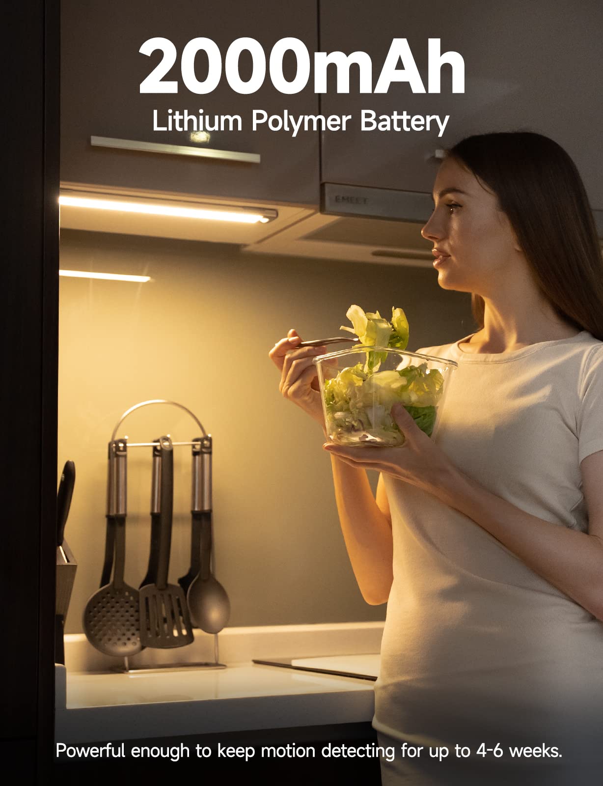 Under Cabinet Lights, Rechargeable Battery Operated Lighting, Wireless Motion Sensor Light Indoor,4 Modes Night Light, Stick-On Magnetic Closet Lights