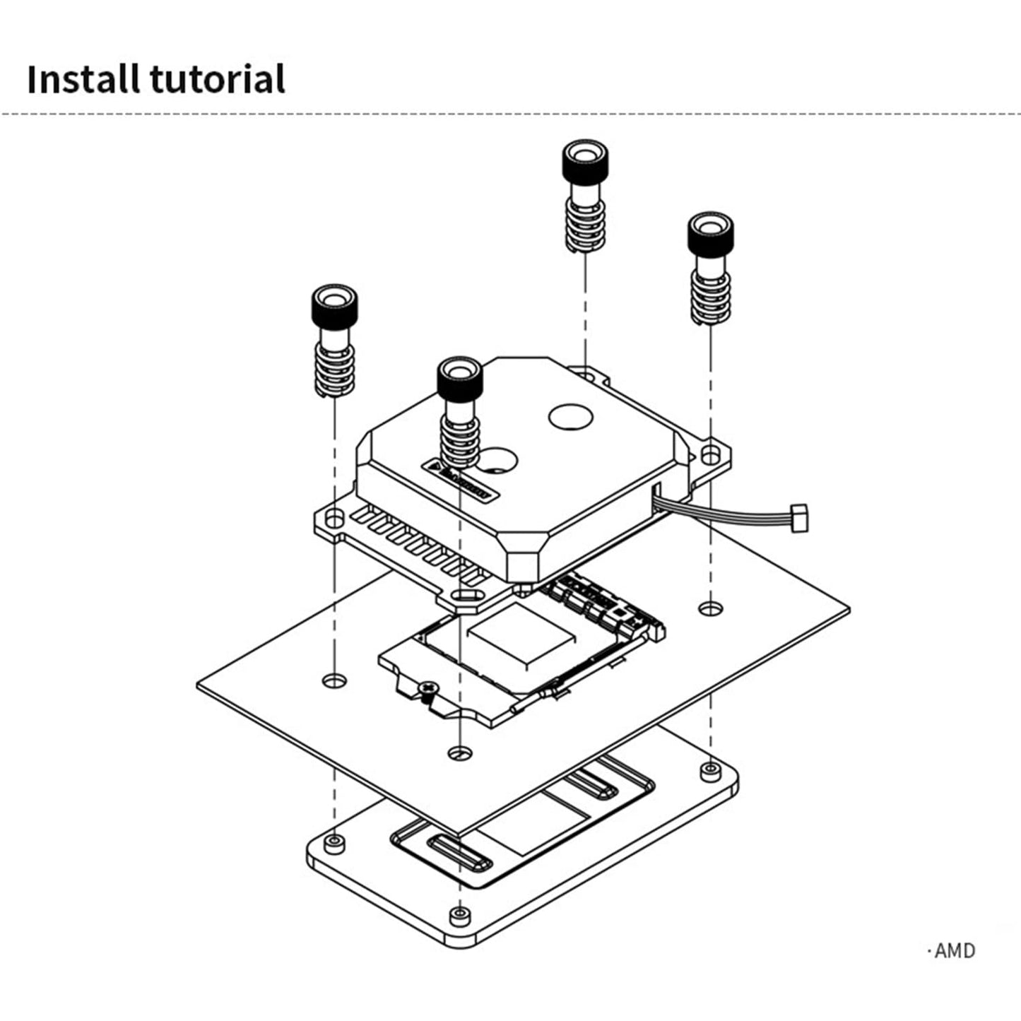 Barrow CPU Water Block, High-Efficiency CPU Water Cooling Block for AMD AM5/AM4/AM3+/AM3/FM2, Liquid Cooling Micro Waterway CPU Block Socket Radiator