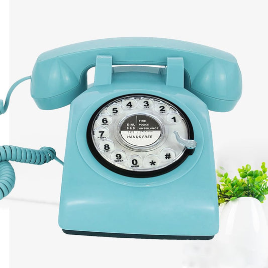 TelPal Retro Single Line Corded Desk Telephone Classic Vintage Rotary Dial Hands Free Landline Phone for Home/Office/Hotel, Antique Phones for Seniors