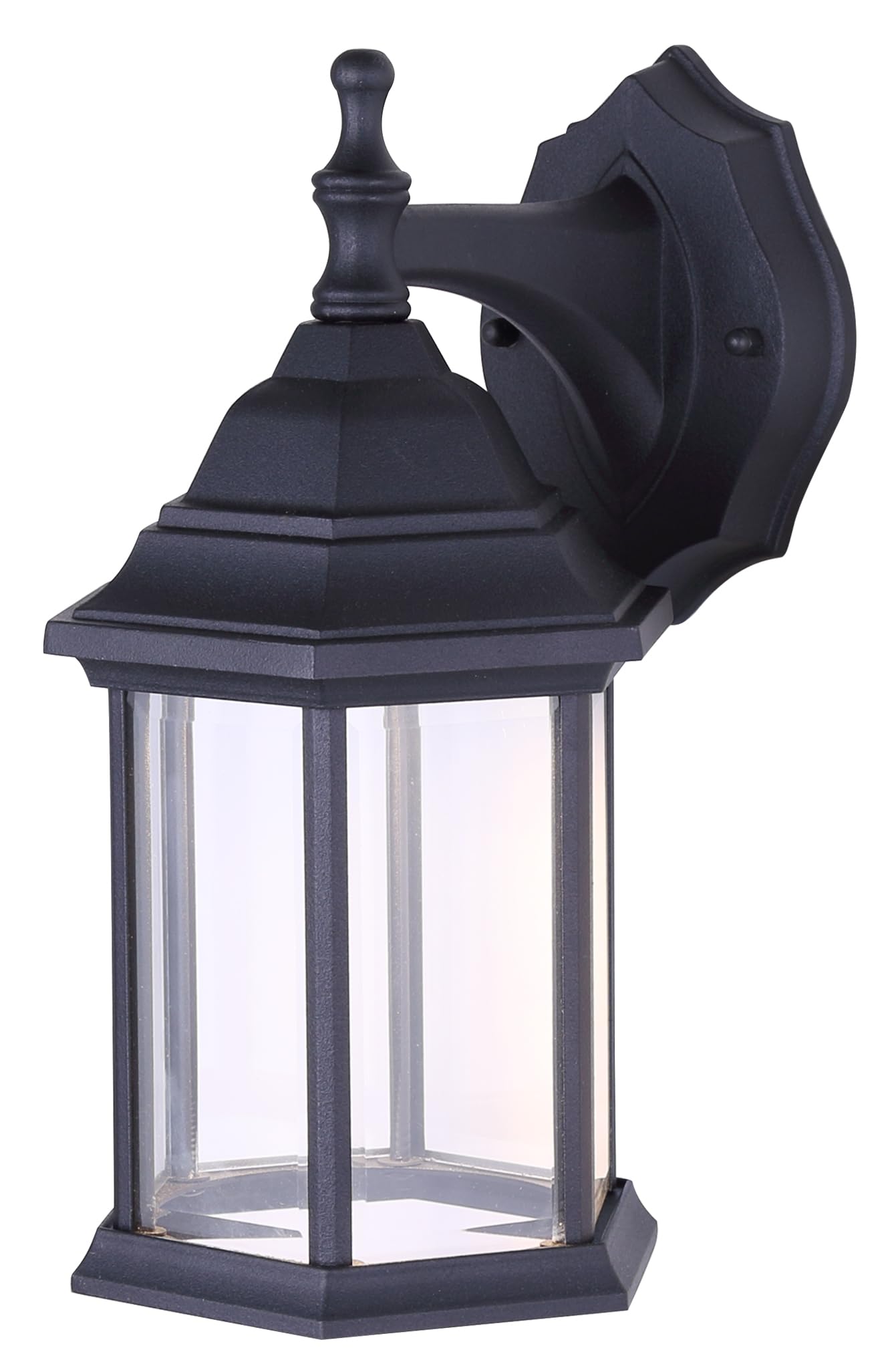 Canarm Dane 1-Light LED Lantern, Black Finish Wall Mount with Clear Glass Panels, Durable Weather-Resistant Outdoor Lighting for Patio, Porch