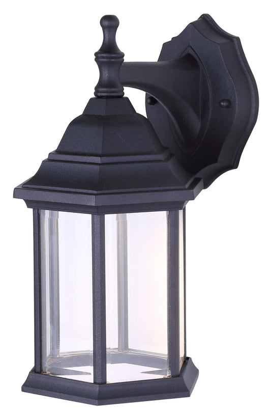 Canarm Dane 1-Light LED Lantern, Black Finish Wall Mount with Clear Glass Panels, Durable Weather-Resistant Outdoor Lighting for Patio, Porch