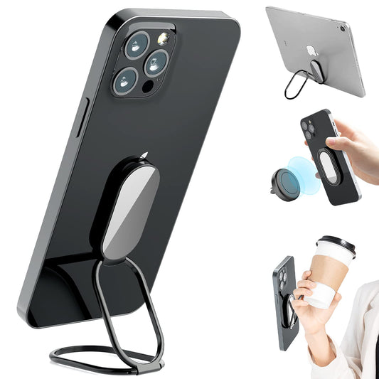Phone Holder Foldable Phone Stand Phone Ring Holder Finger Kickstand 360° Rotation Cell Phone Stand Metal Phone Grip for Magnetic Car Mount Sticky