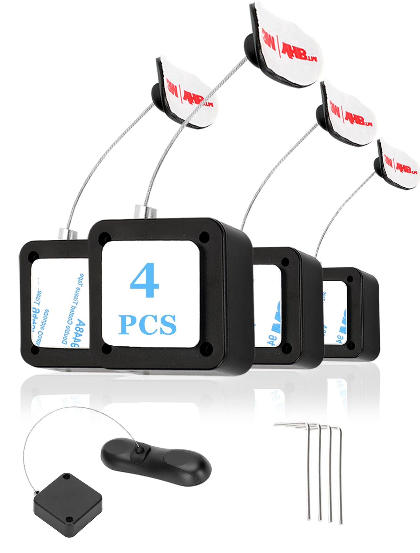 4Pack Remote Control Tether, 6.5 Ft Remote Control Leash, Retractable Safety Lock with Adjustable Lock Strap for TV Remotes, Game Controllers