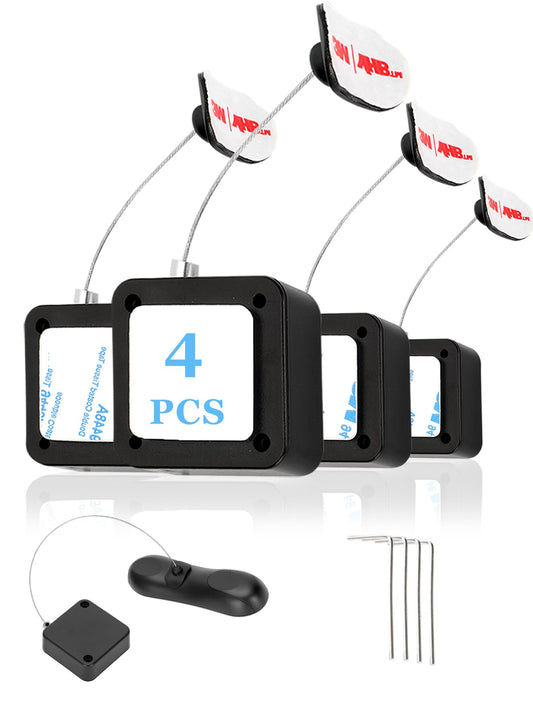 4Pack Remote Control Tether, 6.5 Ft Remote Control Leash, Retractable Safety Lock with Adjustable Lock Strap for TV Remotes, Game Controllers