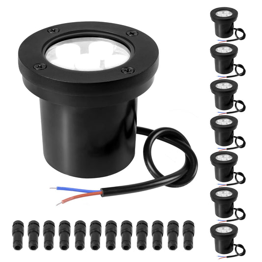 INTWELL Low Voltage Landscape Well Lights, Outdoor LED Ground Lights for Garden, Lawn Pathway Backyard, Patio Walkway Decor 8Pack Black (Cool