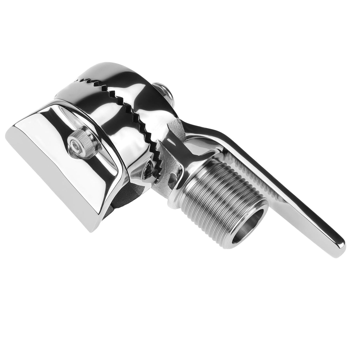 QWORK Marine VHF Ratchet Antenna Mount, Clamp-on Antenna, 1" - 12 Thread Male 316 Stainless Steel Adjustable Base for Boats