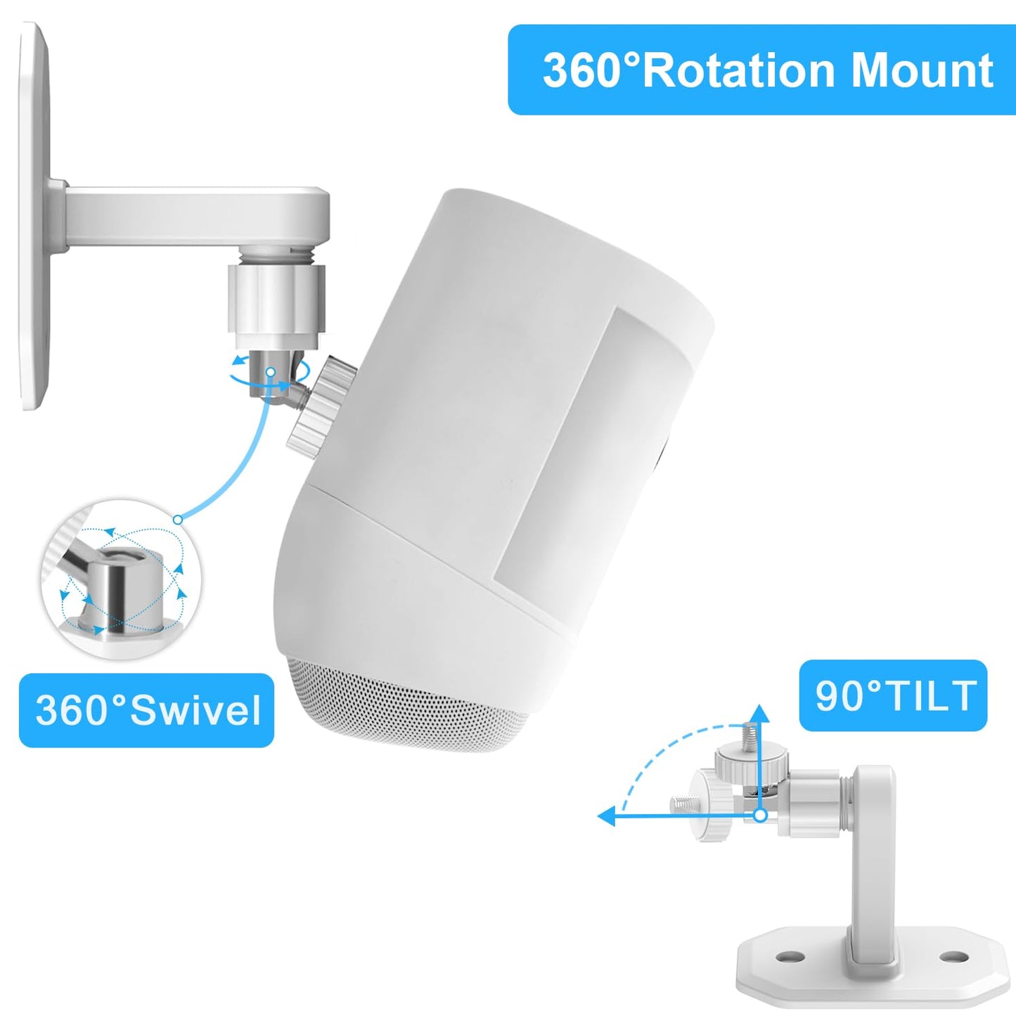 2 Pack Adjustable Wall Mount for Ring Spotlight Cam Battery and Ring Spotlight Cam Plus/Pro (Battery),360° Rotation, Indoor/Outdoor Bracket for Ring
