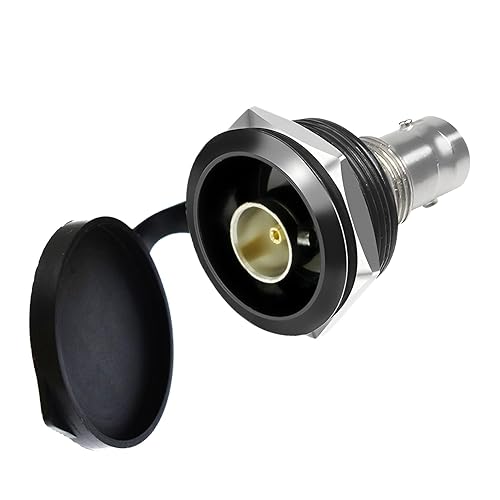 YiKaiEn 75 Ohm Gold-Plated BNC Panel Mount Connector - SDI-Compatible Female-to-Female Coaxial Adapter with Waterproof Cover, Threaded Fixing
