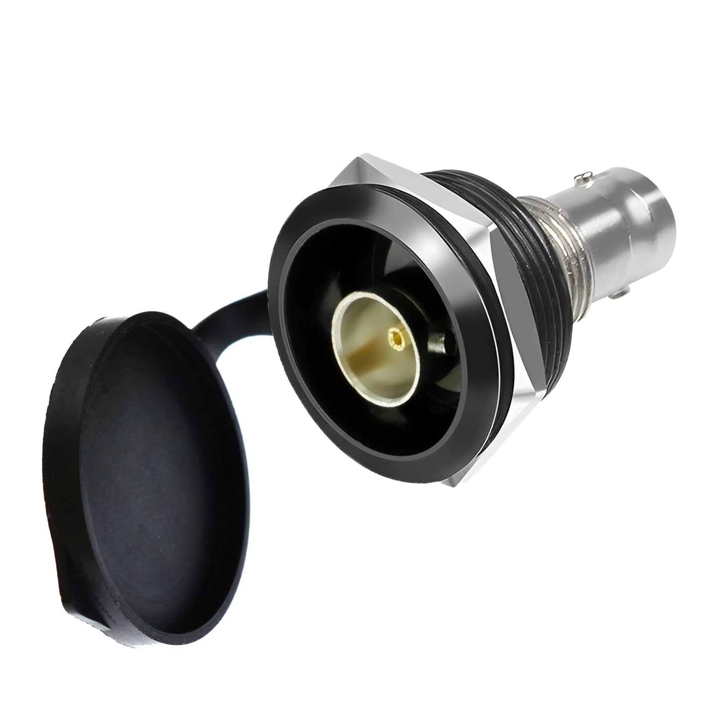 YiKaiEn 75 Ohm Gold-Plated BNC Panel Mount Connector - SDI-Compatible Female-to-Female Coaxial Adapter with Waterproof Cover, Threaded Fixing
