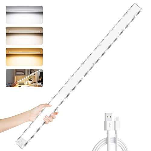 DEALGADGETS 60cm Ultra Thin Under Cabinet Lights, 106 LED 5000mAh Motion Sensor Lights Indoor, 3 Color Stepless Dimming Rechargeable LED Lights