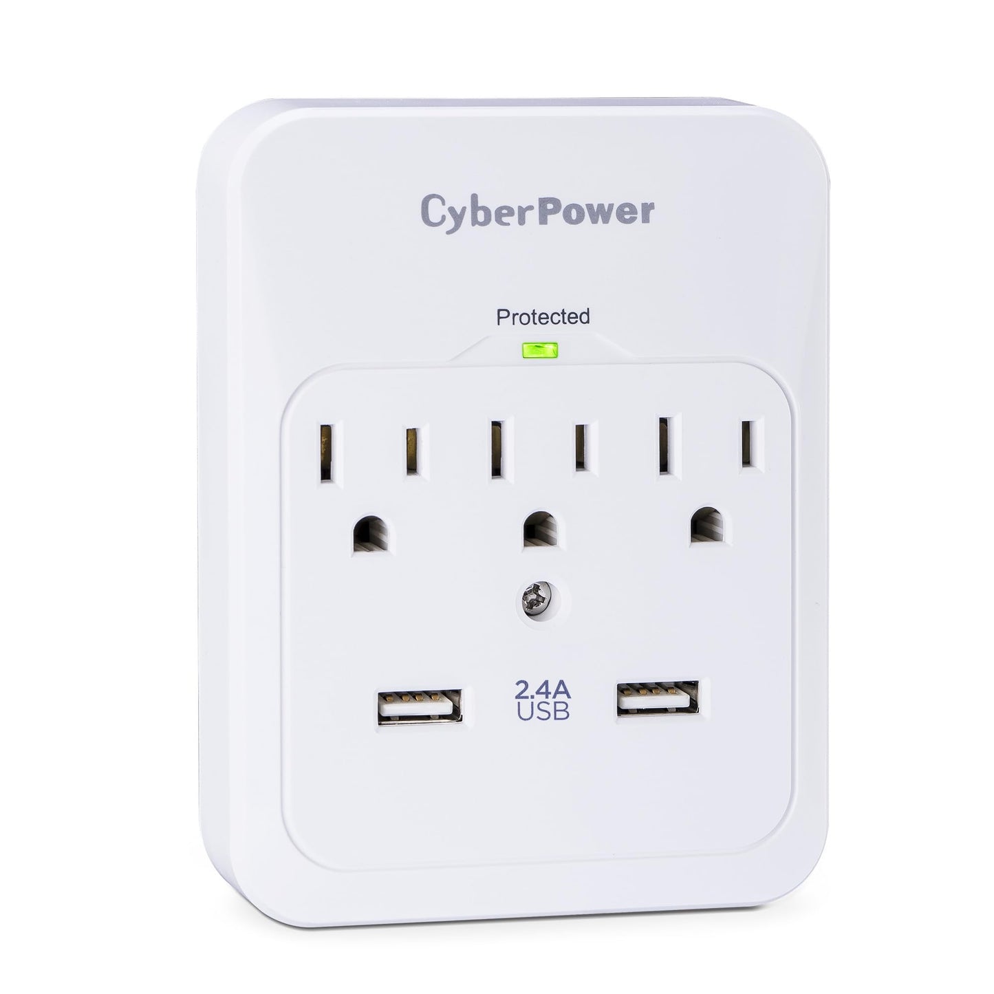 CyberPower CSP300WUR1 Professional Surge Protector, 600J/125V, 3 Outlets, 2 USB Charge Ports (2.1 Amps Shared) Wall Tap Plug