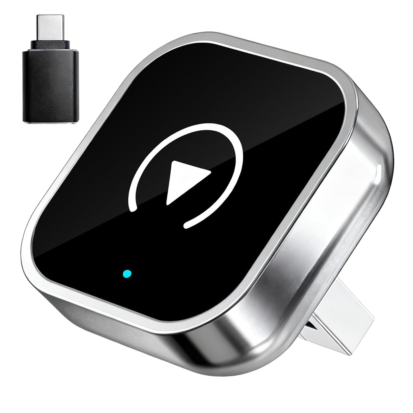Promoterk Wireless CarPlay and Android Auto Adapter, Ultra-Compact Aluminum Design with Dual-Band Technology, USB-C/USB-A Compatible for Wired CarPlay