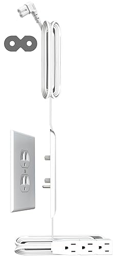 Sleek Socket Original & Patented Ultra-Thin Outlet Concealer with Cord Concealer Kit, Top 6 Foot A/C Power Cord for Mounted TV with C7 or C13