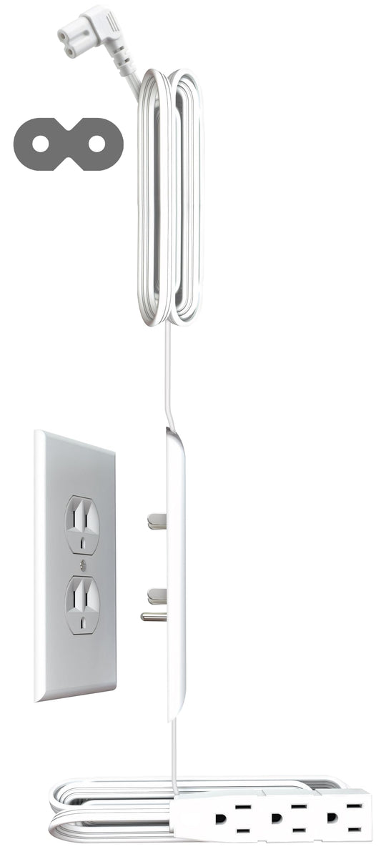 Sleek Socket Original & Patented Ultra-Thin Outlet Concealer with Cord Concealer Kit, Top 6 Foot A/C Power Cord for Mounted TV with C7 or C13