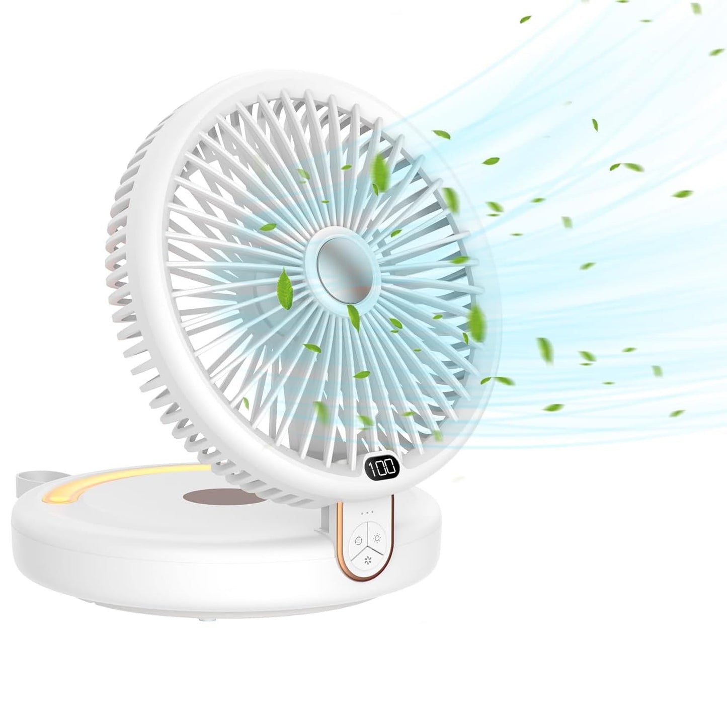MEISEISHOP Table Fan, Auto-Oscillating Vortex Fan, 90° Foldable Ultra Quiet 6 Speeds Light, Energy Efficient, Quiet, Timing, Powerful Foldable