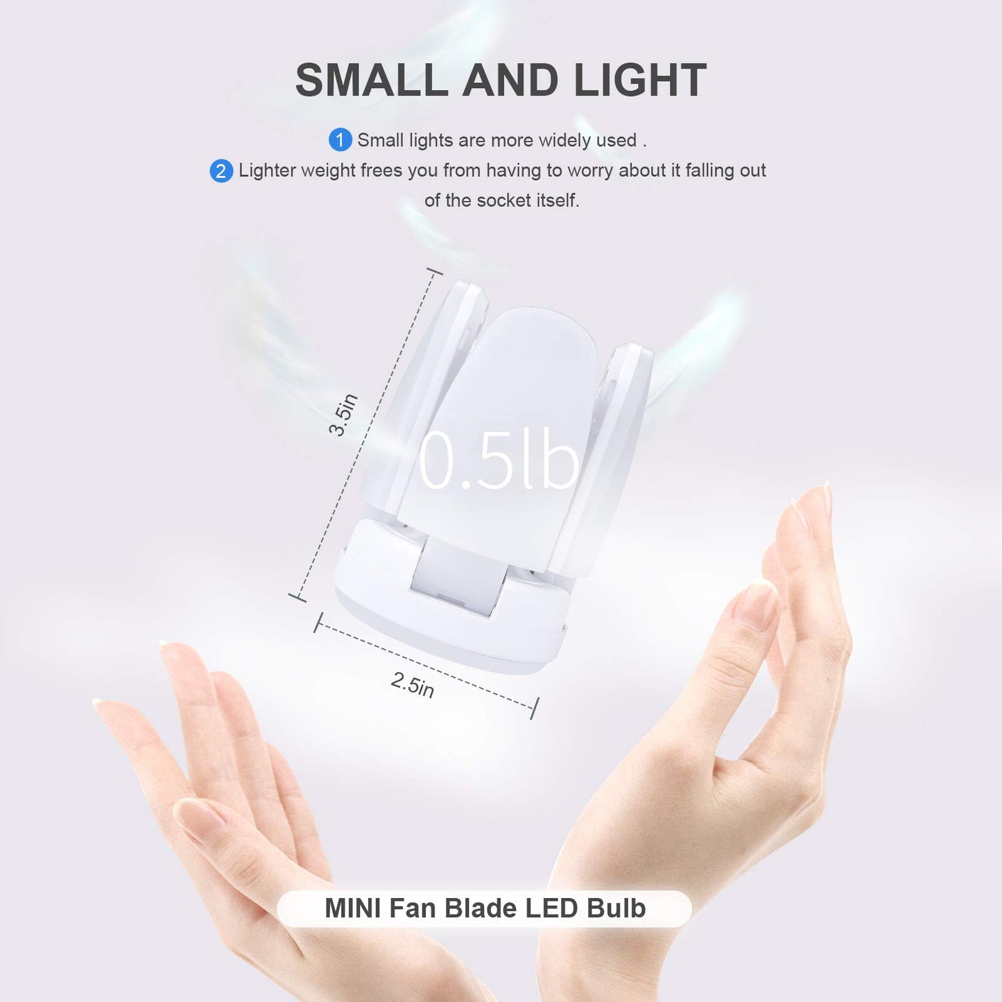 Rieyue 2 Pack LED Light Bulb 35 Watt (150W Equivalent), Mini LED Garage Light E26 Base Daylight 6500K, Super Bright Deformable Bulbs for Workbench