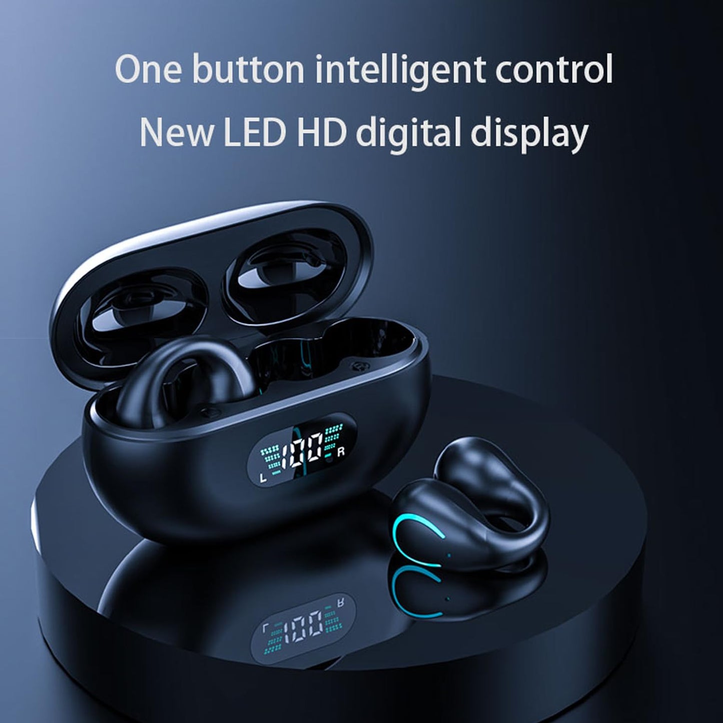Bitstik Open-Ear Wireless Headphones Bluetooth Clip On Mini Earbuds Charging Case Ear Buds Sports Bone Conduction Headphones Earphones for Workout…