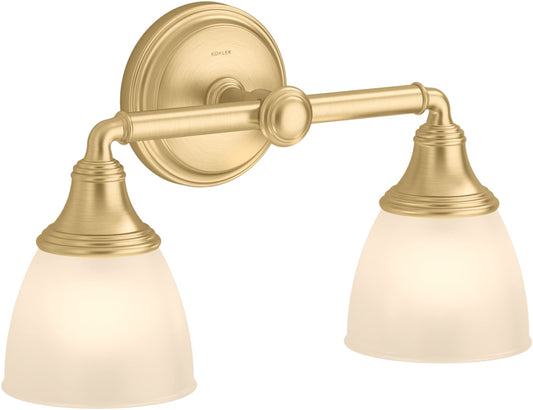 Kohler Devonshire Bathroom Vanity Light Fixture, Wall Sconce Lighting, Position Facing Up or Down, UL Listed, 2 Light, Brushed Moderne Brass