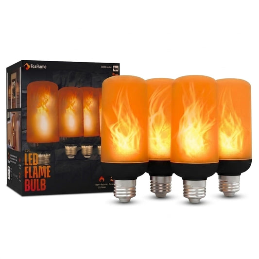 FoxFlame Flickering Light Bulbs, E26 Base, 2000K Warm, Patented Fire Effect
