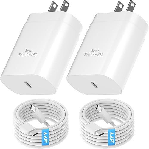 Samsung USB C Wall Charger,2-Pack PD 25W Super Fast Charger Whit USB C Fast Charging Cable for Samsung Galaxy S26/S26 Ultra/S26+/S25