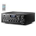 Moukey Stereo Receivers with Bluetooth 5.0, 2.0 Channel Power Audio Amplifier Stereo System w/USB, SD, AUX, RCA, MIC in w/Echo, LED for Karaoke, Home