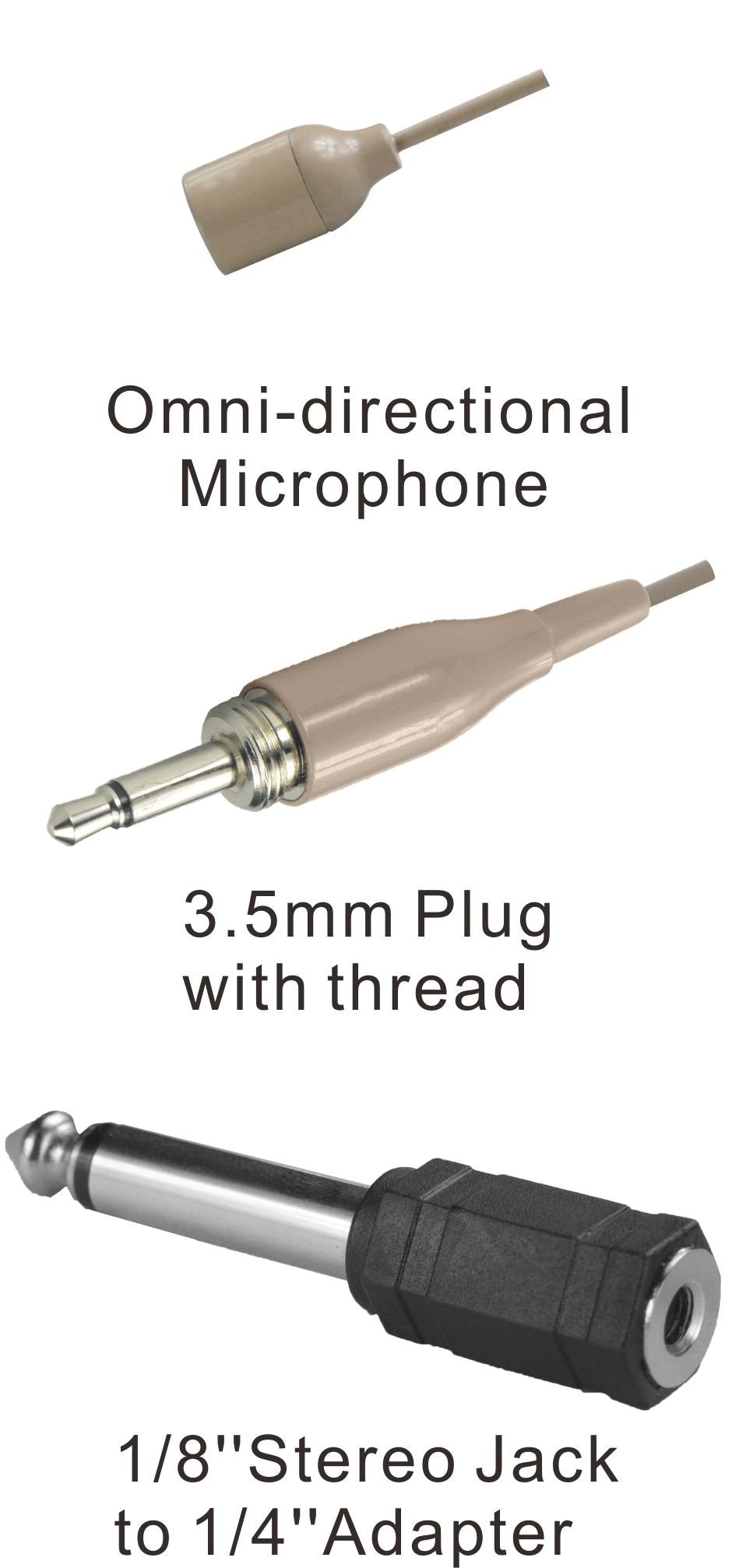 Single Ear Hanging Headset Microphone (for 3.5mm Plug with Thread Type +1/4" Plug Skin)