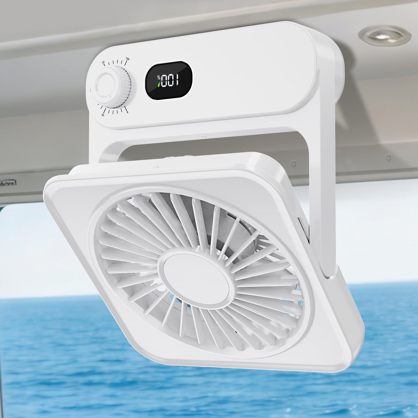 Shintrend Cruise Approved Portable Fan with Magnetic Mount, Rechargeable Cabin Fan with 100 Speeds for Ceiling or Wall, Quiet Cooling for Cruise