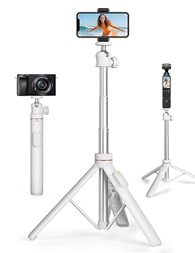 JOILCAN Tripod for iPhone & Camera, 64" Selfie Stick with 360° Ball Head Remote & Phone Holder, Extendable Portable Phone Tripod Stand for Travel Vlog