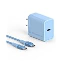 Scosche 20W USB C Charger Block and Braided 6ft USB-CCharging Cable, Fast Charging Type C Wall Charger Compatible with Apple iPhone Air, iPhone