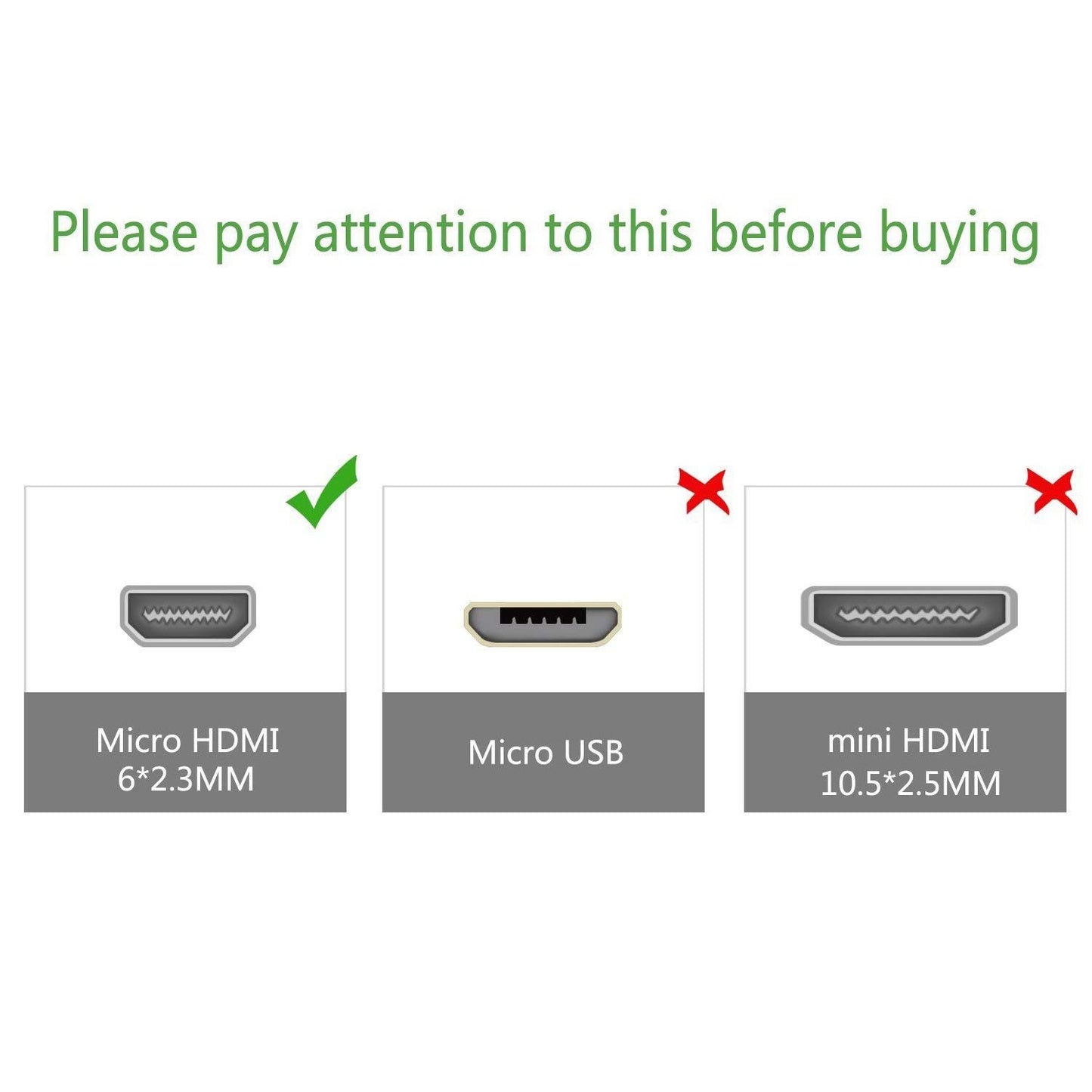 Micro HDMI to HDMI Cable, Supports Ethernet, 3D, 4K Audio Return, 6 Feet
