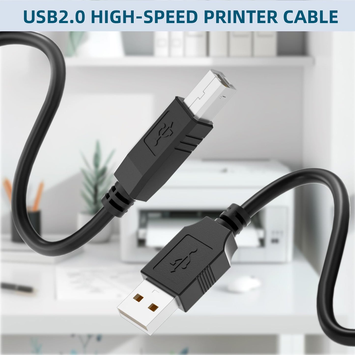 Kehtmay USB 2.0 Printer Cable 15 FT,USB 2.0 A to B Connector, High - Speed Data Transfer for Printers & Scanners, Compatible with HP, Canon, Epson